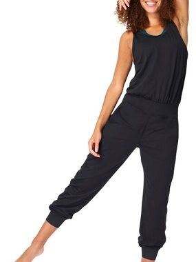 Sweaty Betty Gary Jumpsuit - Black Sleeveless with Cuffed Ankles